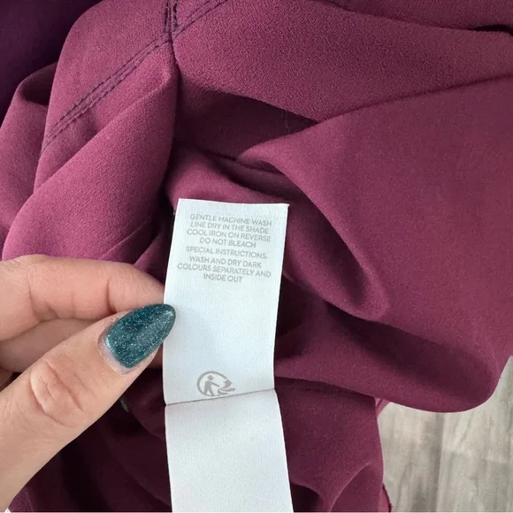 Boden Addie Dress In Merlot Tie Waist 3/4 Sleeve Burgundy Midi Size 8 8R - Picture 15 of 15